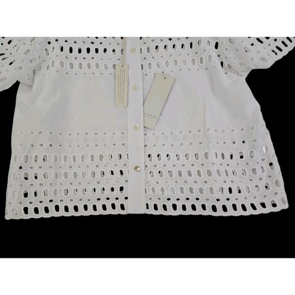 Calypso~Woman Size M~White 100 % Cotton Button-Up Shirt Blouse Shirt Sleeve NWT. - Picture 12 of 15